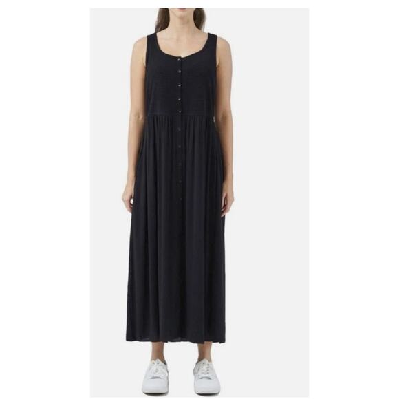 Frye Dress Womens XS Black Sleeveless Button Front Maxi Tank Scoop Neck A-Line - Picture 1 of 12